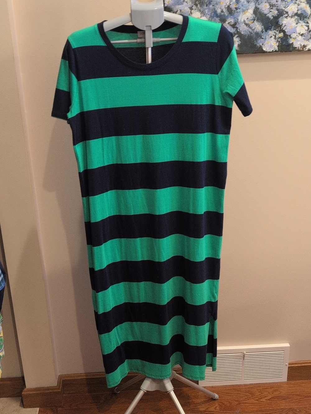 J. Crew Navy Tee with Bright Green Trim